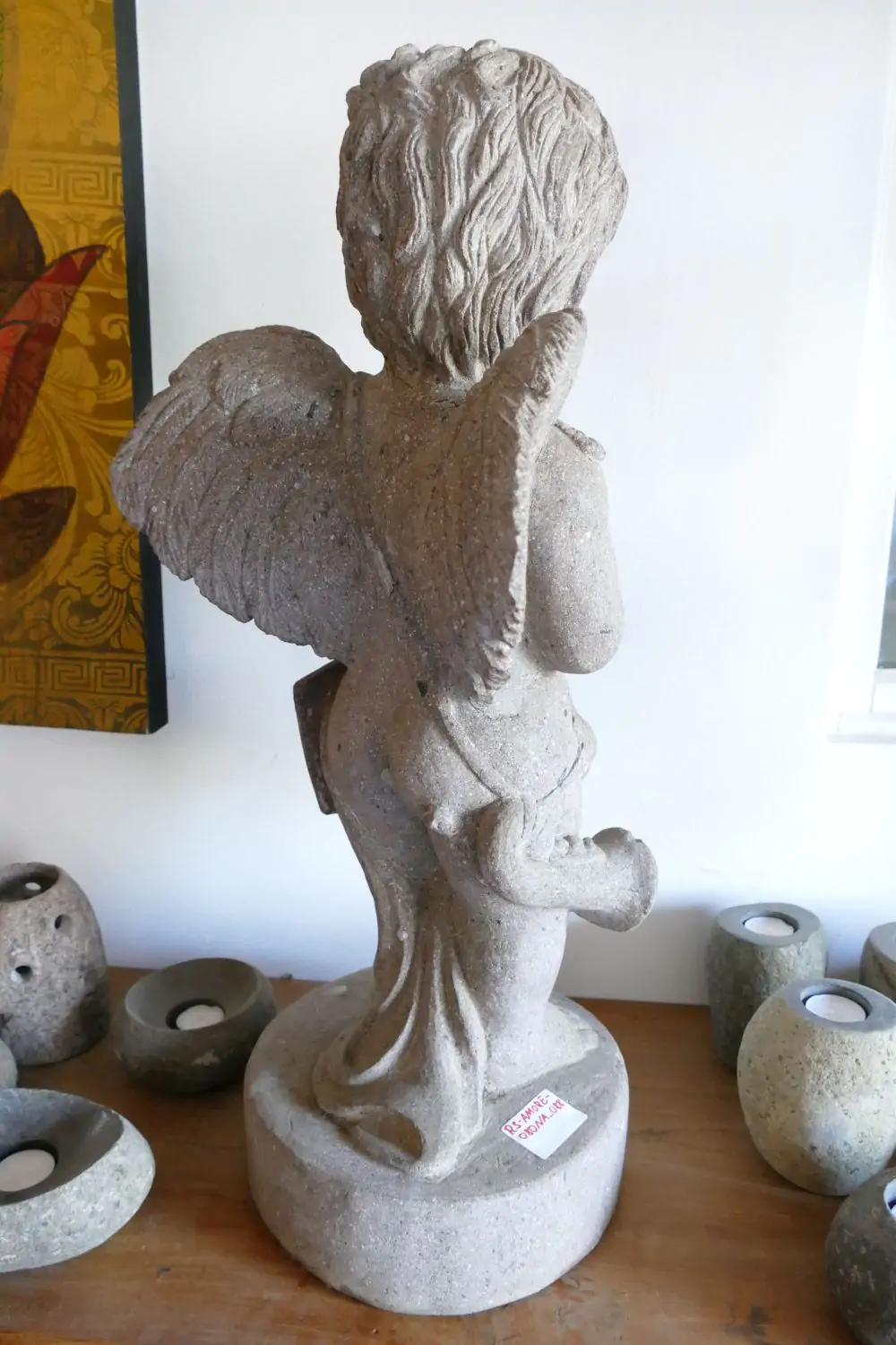  Product image 4 of the product “Amore winged, 80cm height, riverstone, handcrafted ”